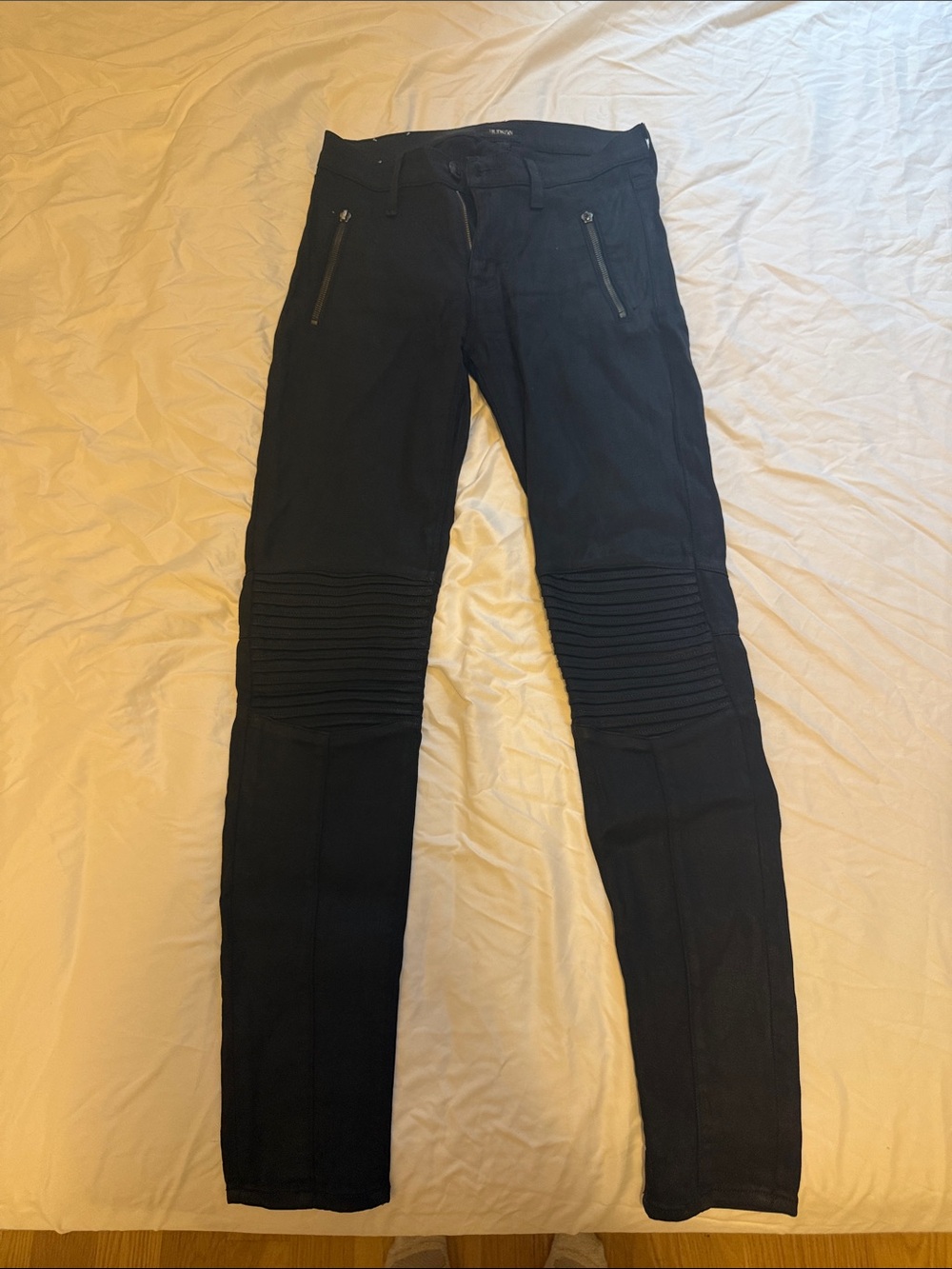 Hudson Jeans Black Skinny Moto Ribbed-Knee Jeans
